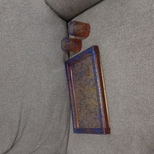 Large serving tray with 2 shot glasses to match